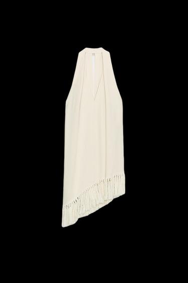 ZW COLLECTION HALTER NECK FRINGED TOP - Mid-ecru by Zara - Image 0