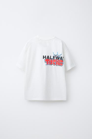 Zara 塗鴉印花 T 恤 - 白色