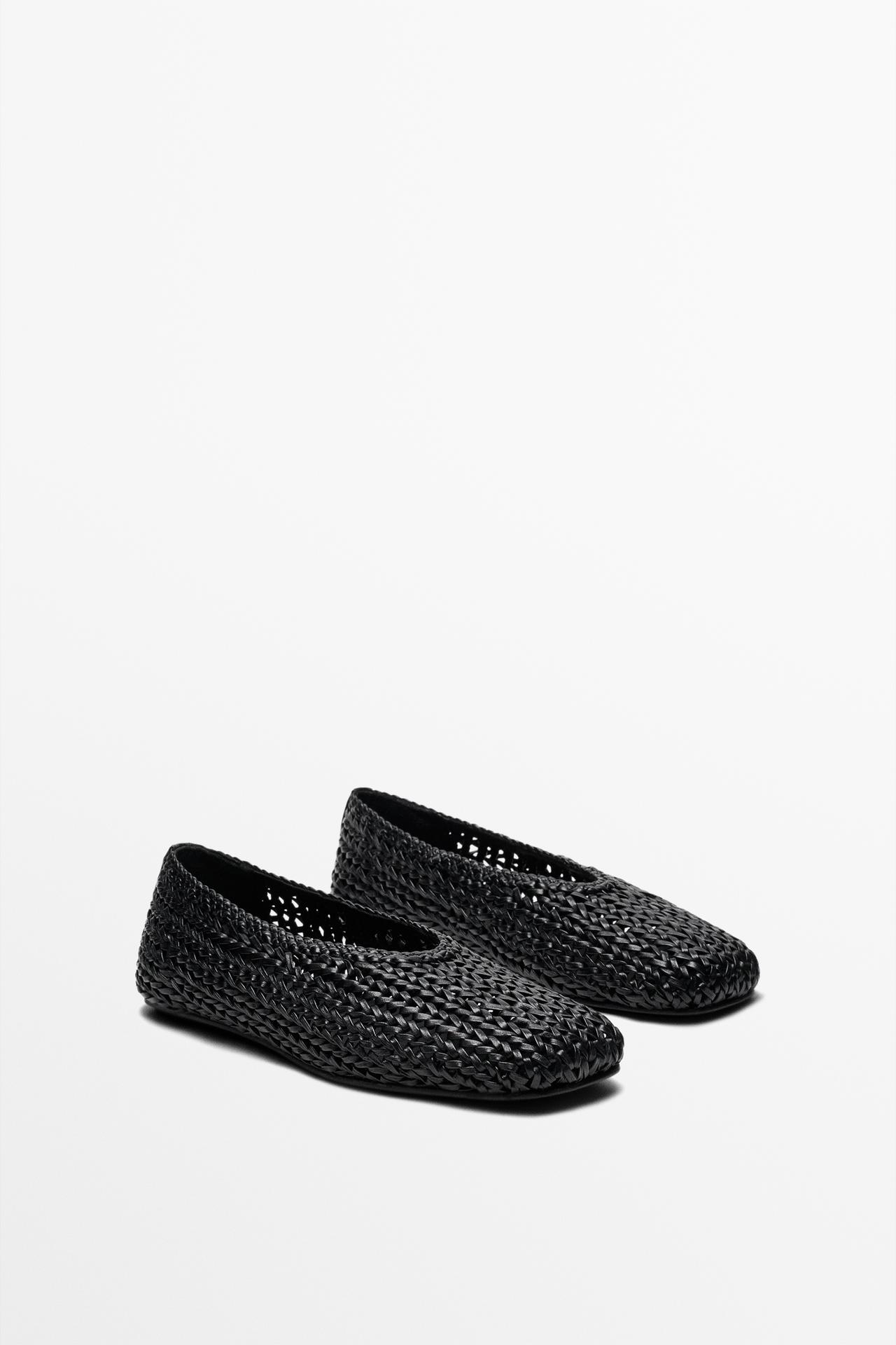 Braided sheepskin ballet flats — Black