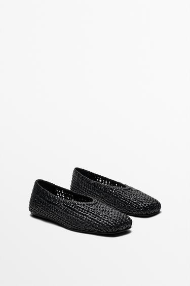 Braided sheepskin ballet flats — Black 2