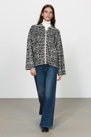 STRUCTURED CARDIGAN — Ecru / Black 2
