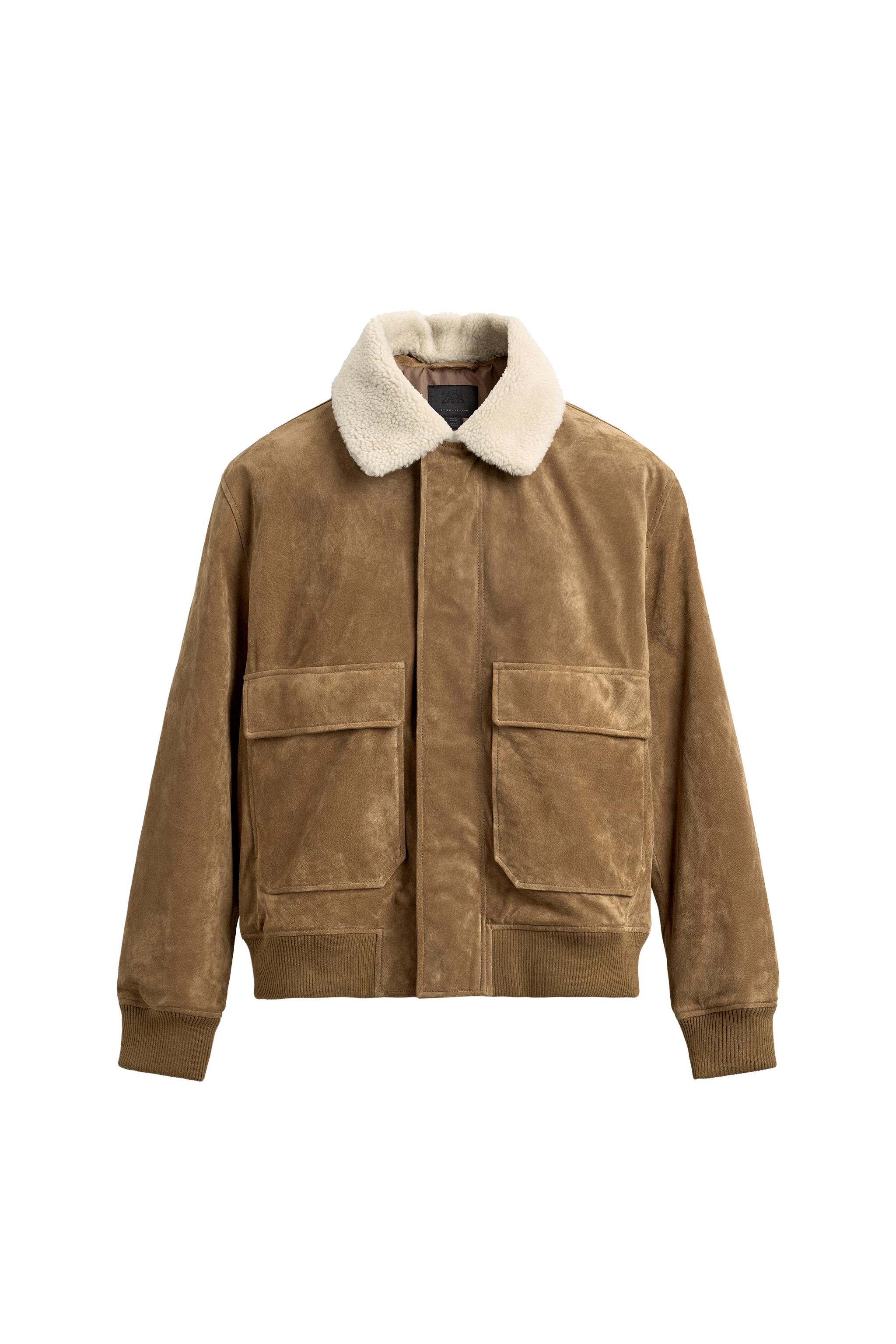 LEATHER AND SUEDE JACKET WITH FAUX SHEARLING