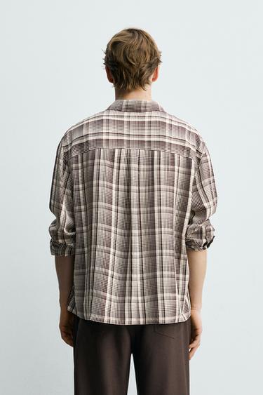 FLOWING CHECK SHIRT - Wine by Zara - Image 2