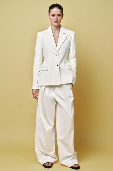 ZW COLLECTION DENIM BLAZER WITH BUTTONS - White by Zara - Image 0