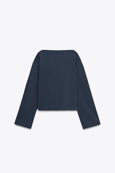 BOAT NECK T-SHIRT - Navy blue by Zara - Image 6