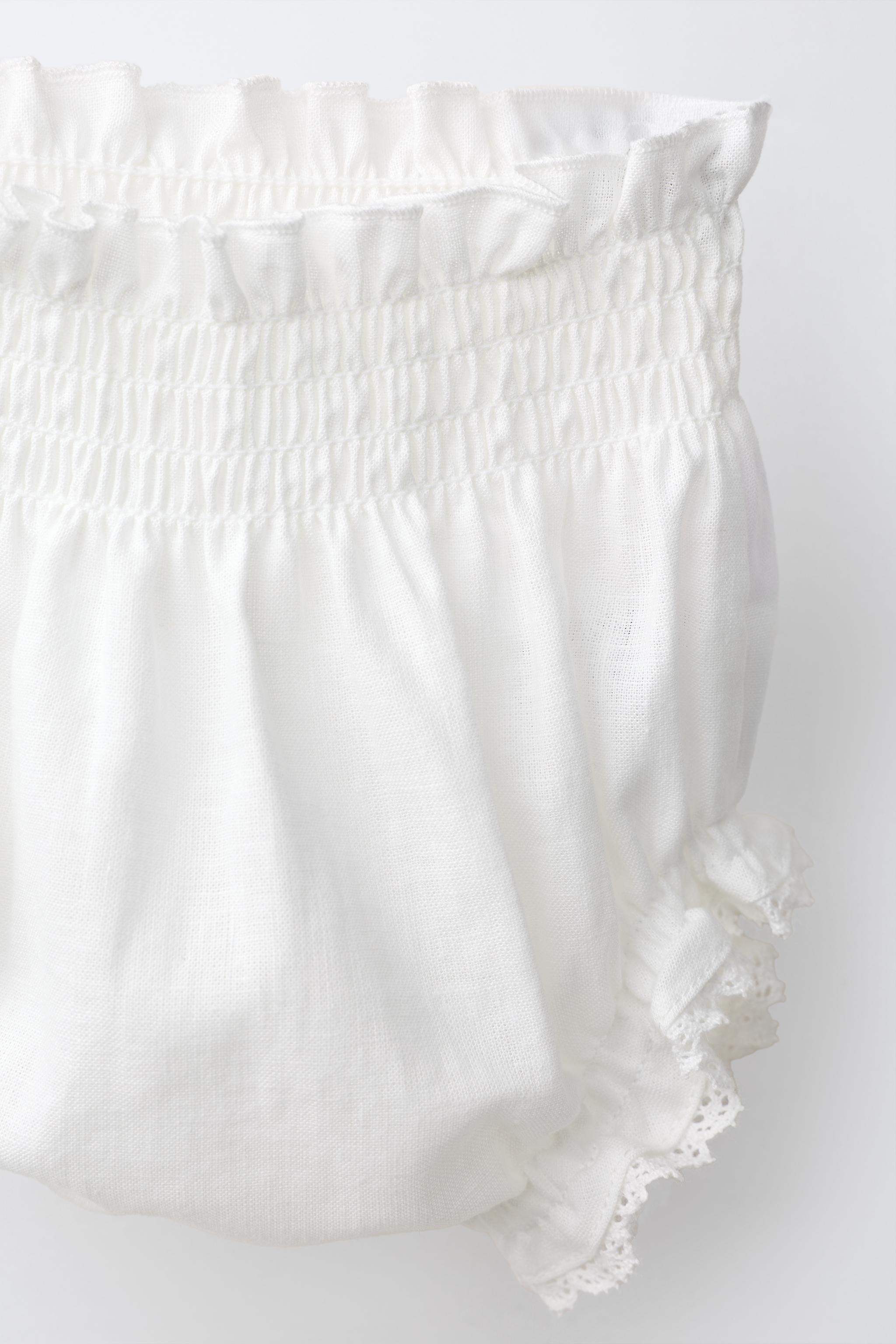 LINEN AND COTTON LACE BLOUSE BLOOMER SET