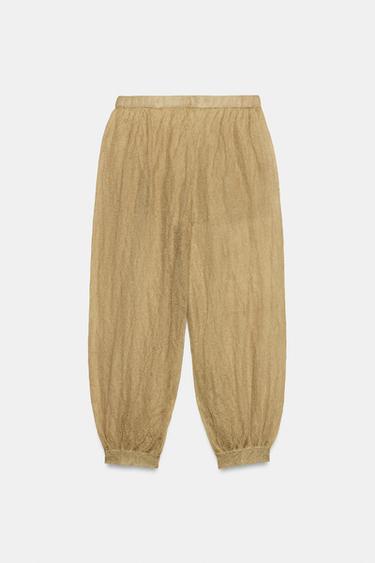 PANTALON BOUFFANT EN MAILLE FINE - Doré de Zara - Image 5