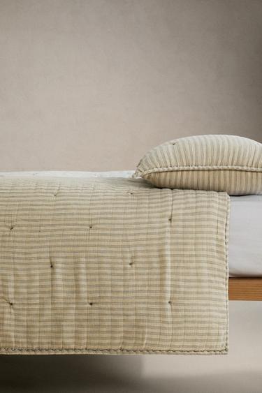 ÉDREDON ENFANT COTON FINES RAYURES - Vert de Zara - Image 2