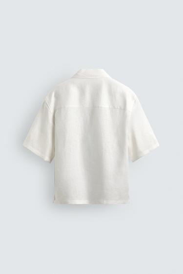 100% LINEN KIMONO SHIRT - White by Zara - Image 6