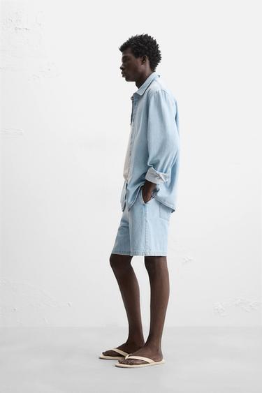 REGULAR FIT DENIM SHIRT - Sky blue by Zara - Image 3