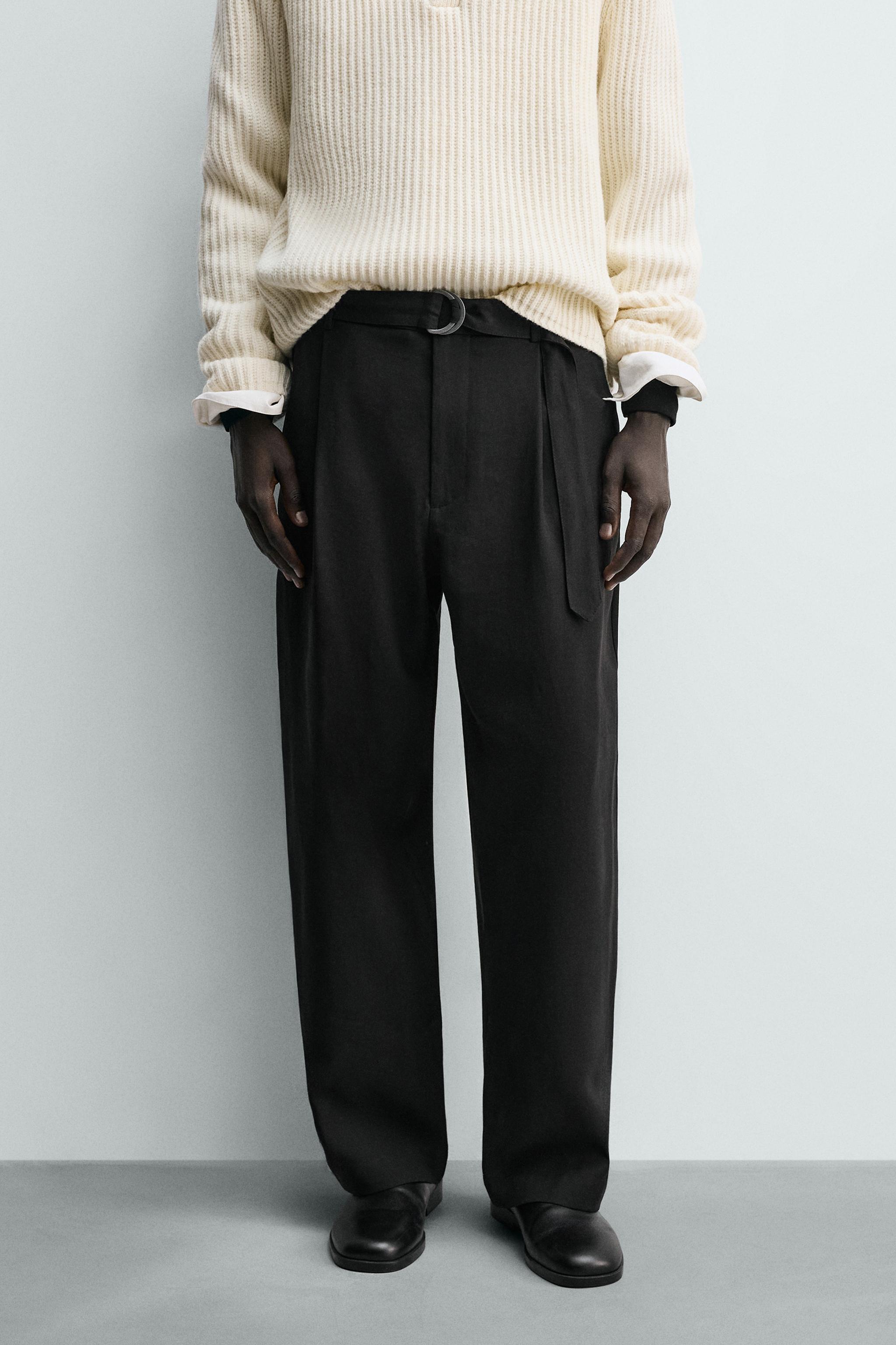 FLOWY BELTED PANTS