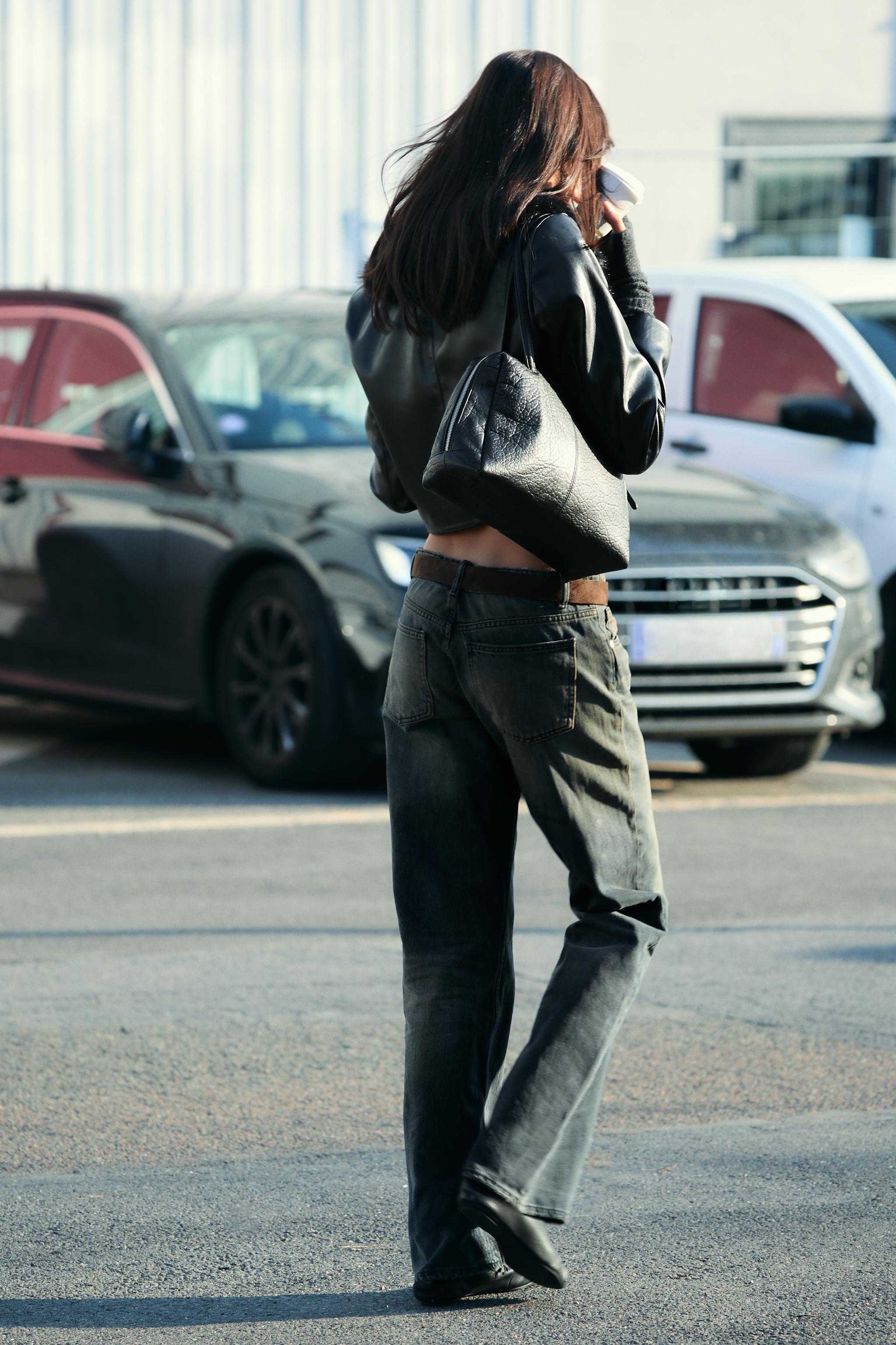 コントラストカラー フェイクレザージャケット - ブラック | ZARA