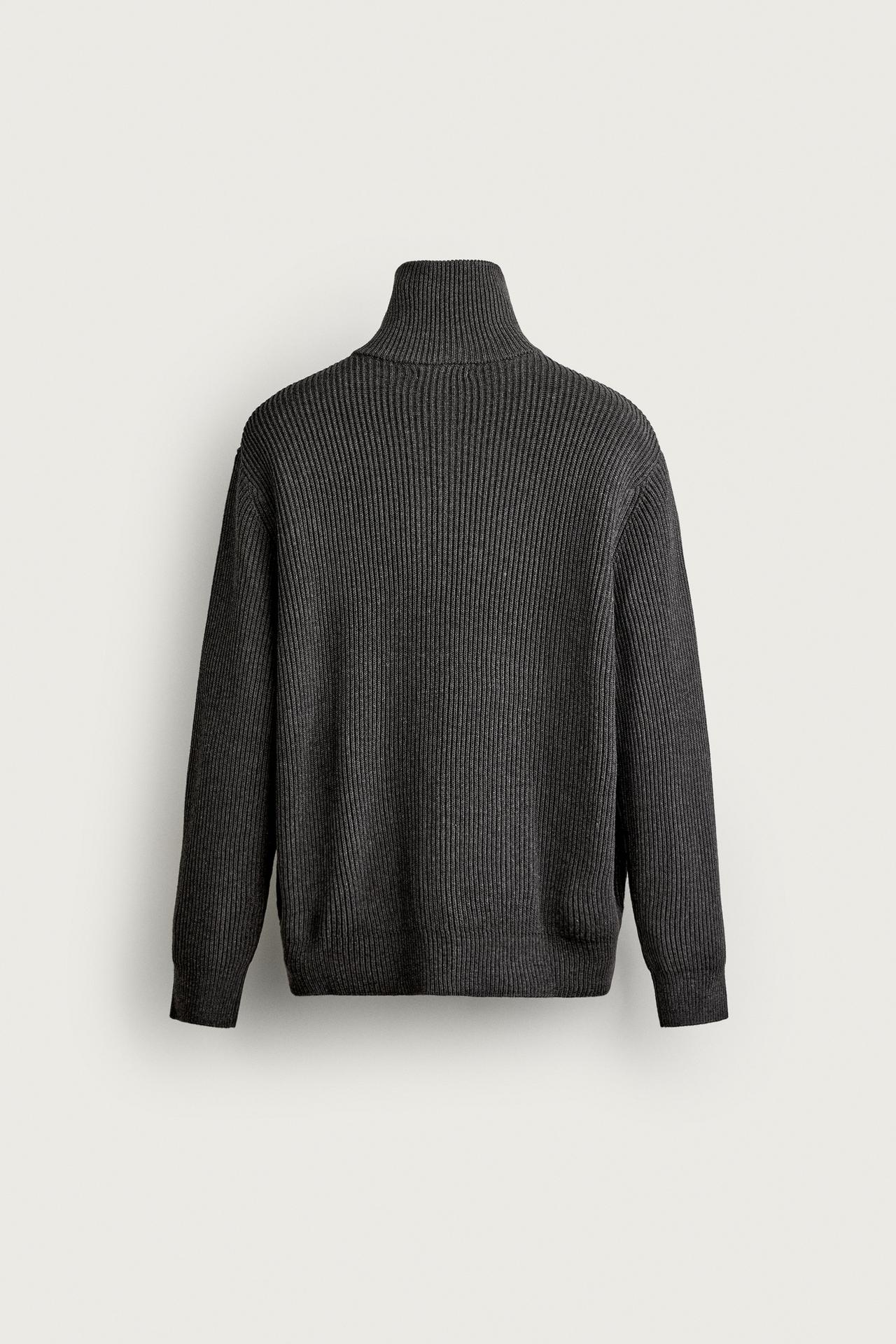 COMPACT ZIP CARDIGAN — Dark gray