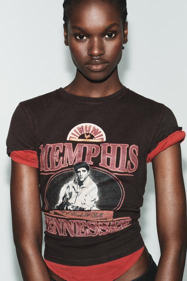 T-SHIRT ELVIS À MANCHES COURTES - Chocolat de Zara - Image 2