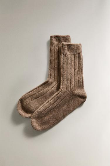 CHAUSSETTES CACHEMIRE - Marron / Taupe de Zara