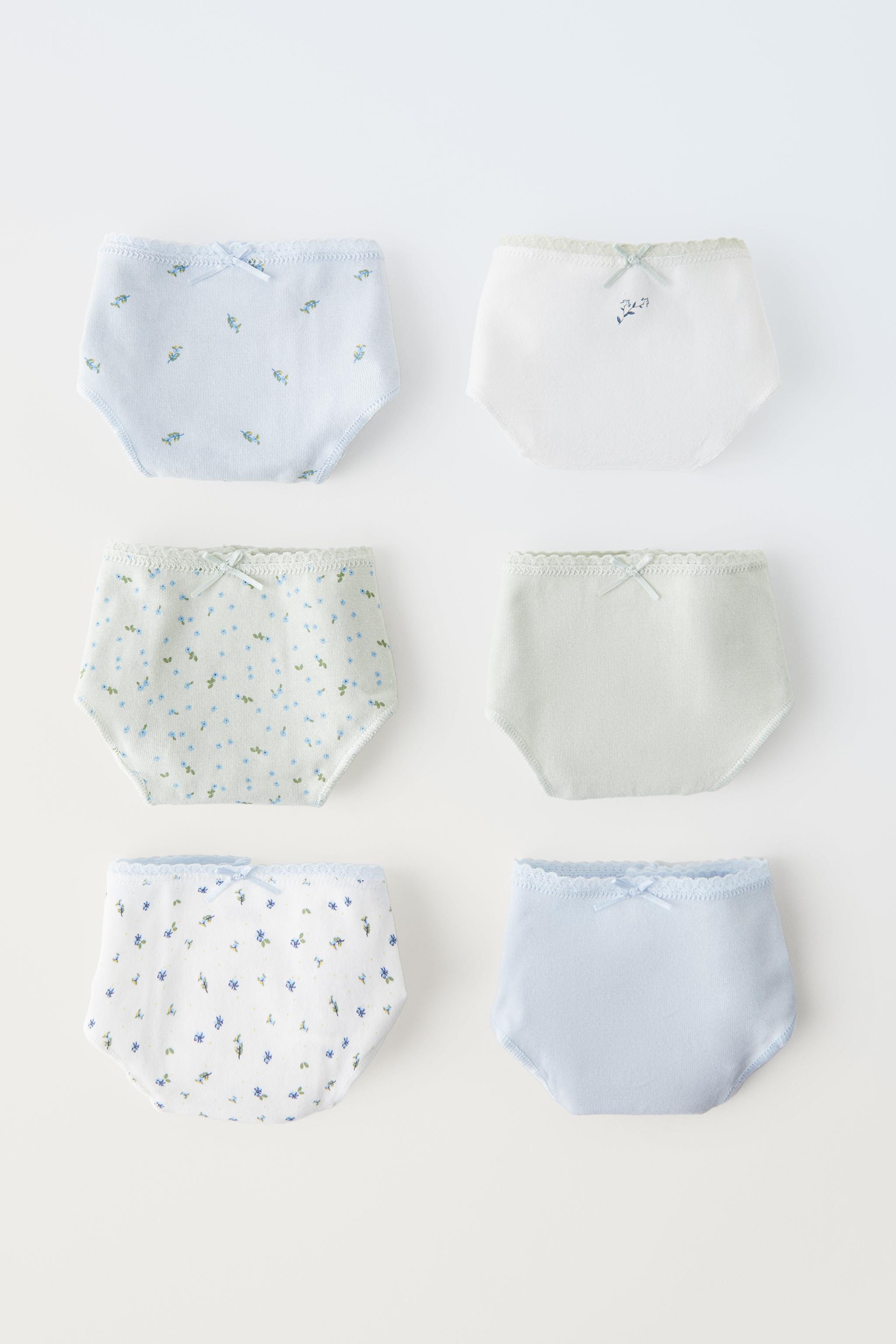 6-14 YEARS/ SIX-PACK OF FLORAL UNDERWEAR - Light blue