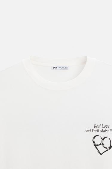 SLOGAN PRINT T-SHIRT - Oyster-white by Zara - Image 6