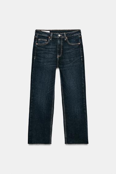JEANS TRF CROPPED FLARE TIRO ALTO - Azul / Lavanda de Zara - Imagen 0