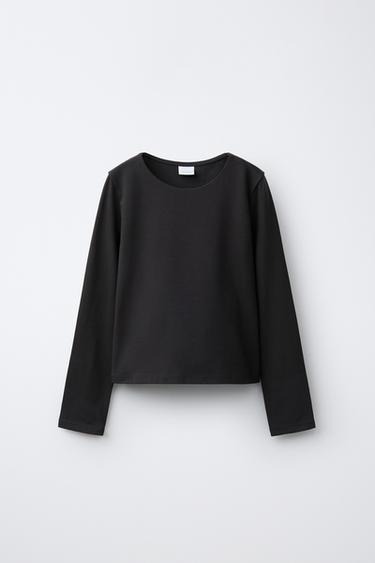 CAMISETA LISA - Carbón de Zara