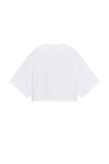 OVERSIZE CROP T-SHIRT - White by Zara