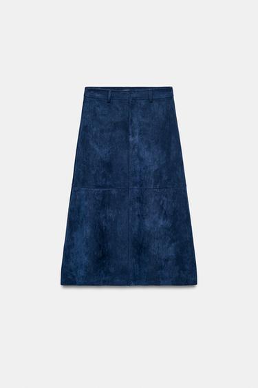 FAUX SUEDE CAPE SKIRT - Mid-blue by Zara - Image 0