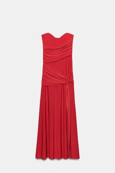 ROBE LONGUE DRAPÉE - Rouge vif de Zara - Image 6