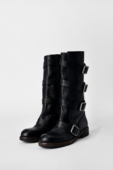 LEATHER ANKLE BOOTS WITH BUCKLES KATE MOSS X ZARA - Black by Zara - Image 2