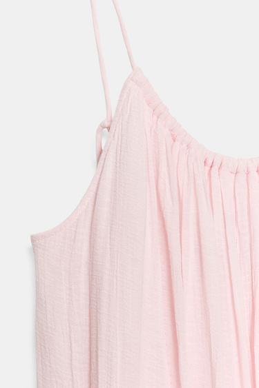 ROBE MI-LONGUE EN GAZE À VOLUME - Rose chewing-gum de Zara - Image 5