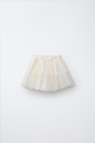 RUFFLED TULLE SKIRT - Ecru by Zara