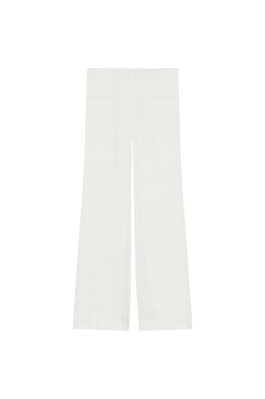 SATIN FLARE TROUSERS - Oyster-white by Zara