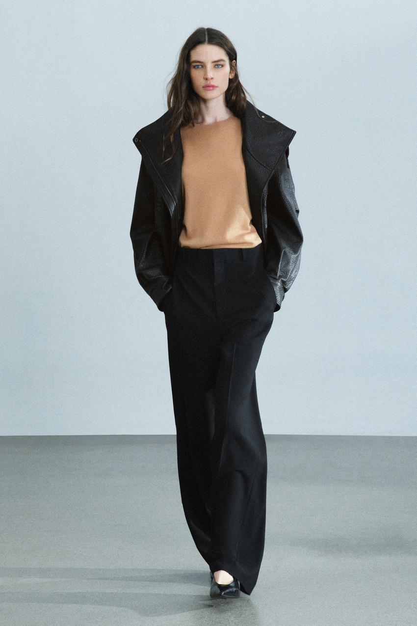 zara black dress pants - Zw Collection High-Rise Wide-Leg - - Xs zara formal pants for ladies leg design and front OP Nico Robin Cosplay Men's Size:12.5 US fabric_Lace