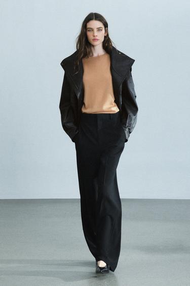 PANTALON À JAMBES LARGES TAILLE HAUTE ZW COLLECTION - Noir de Zara - Image 0