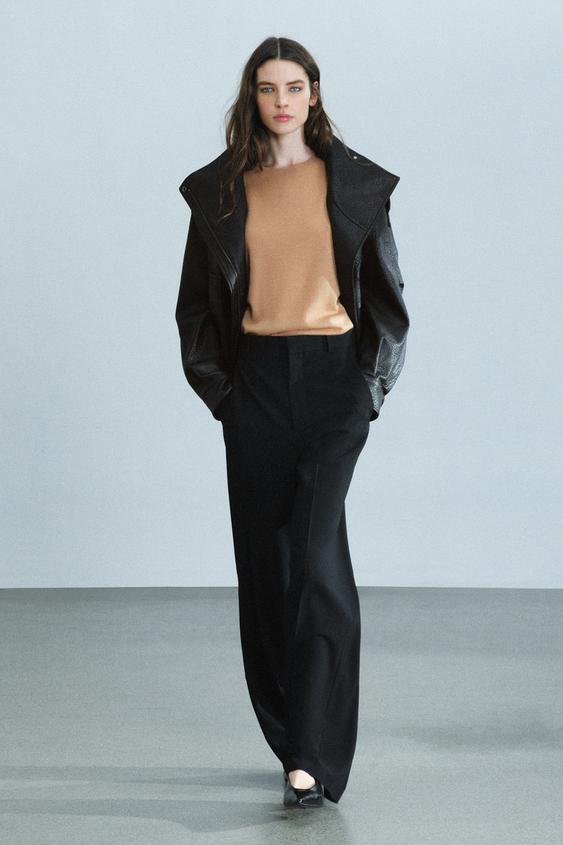 بنطال واسع الساق بخصر عالٍ من مجموعة ZW - أسود الخاص بـ Zara - صورة 0