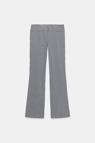PANTALON FLARE RAYURES Noir Blanc ZARA France pantalon-flare-rayures-noir-blanc-zara-france