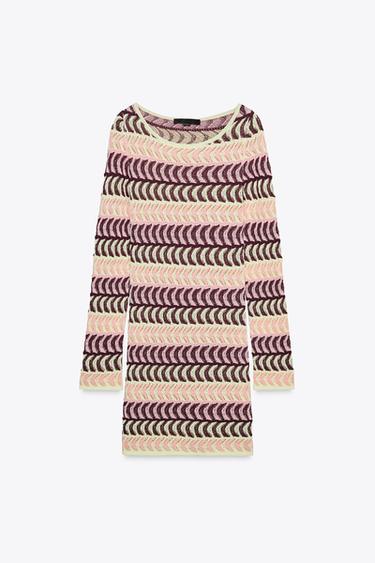 ROBE COURTE EN MAILLE STRUCTURÉE - Multicolore de Zara - Image 4