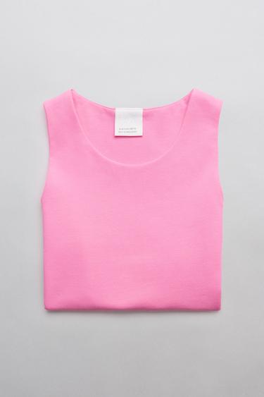 STRAPPY CROP TOP - Neon pink by Zara