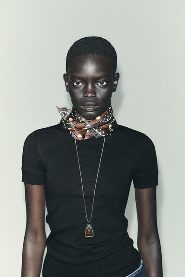 POLKA DOT PRINT SATIN SCARF - only one by Zara - Image 1