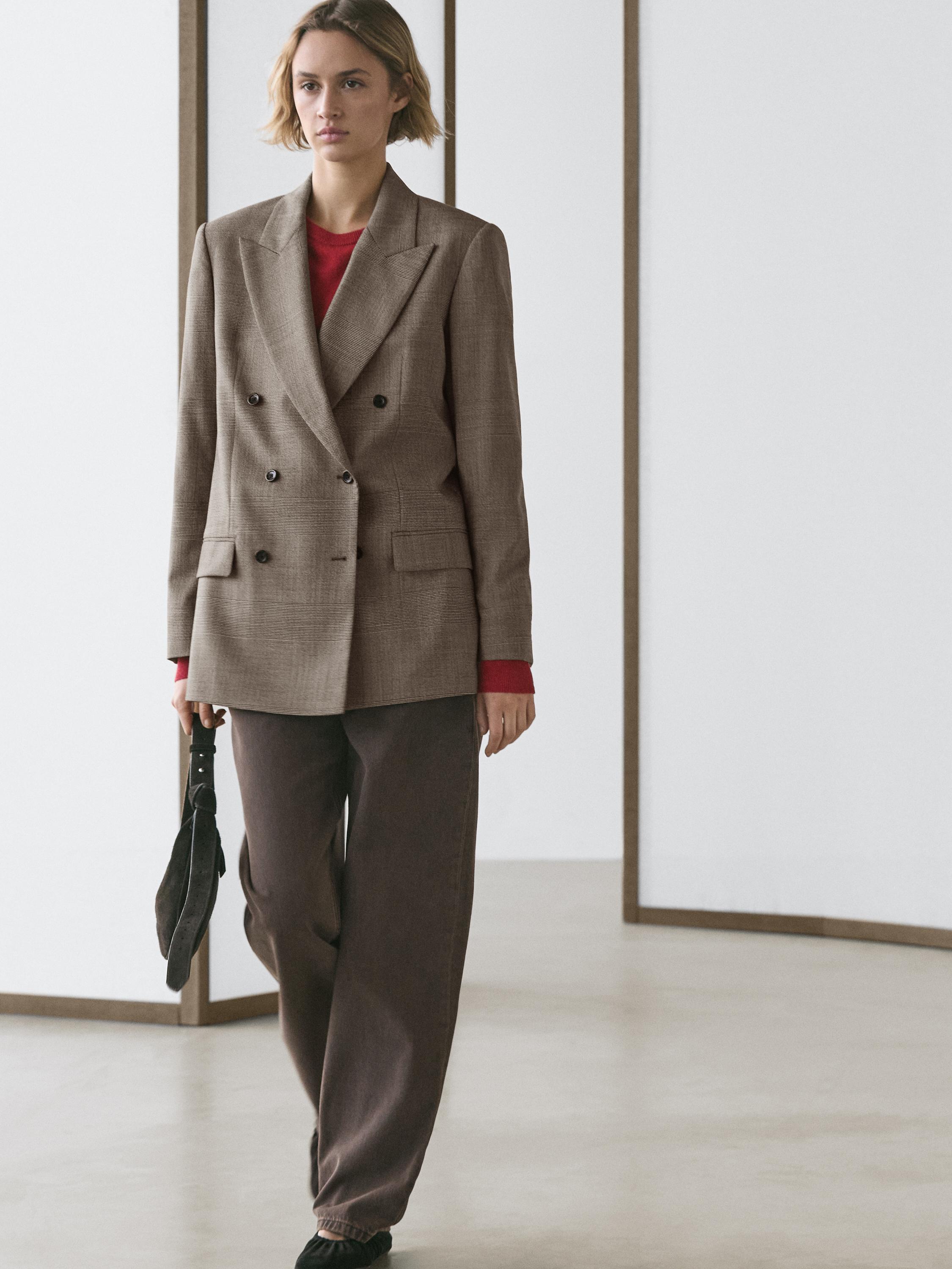 Check wool suit blazer