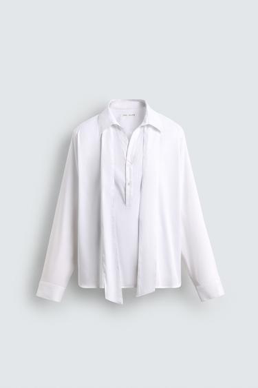 FLOWING SHIRT WITH BOW - Oyster-white by Zara