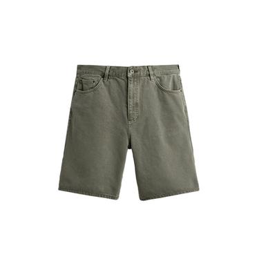 BERMUDA EN JEAN COUPE DROITE - Vert gris de Zara
