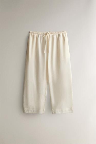 CALÇA COM PREGAS - Cru da Zara