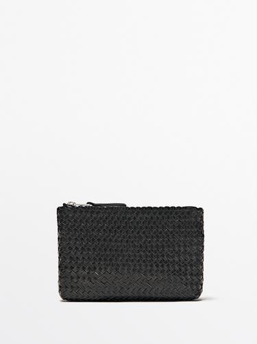 Zara Braided nappa leather pouch bag - Black