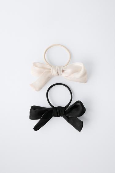 LOT DE DEUX CHOUCHOUS NŒUD EN ORGANZA - Noir / Blanc de Zara - Image 3