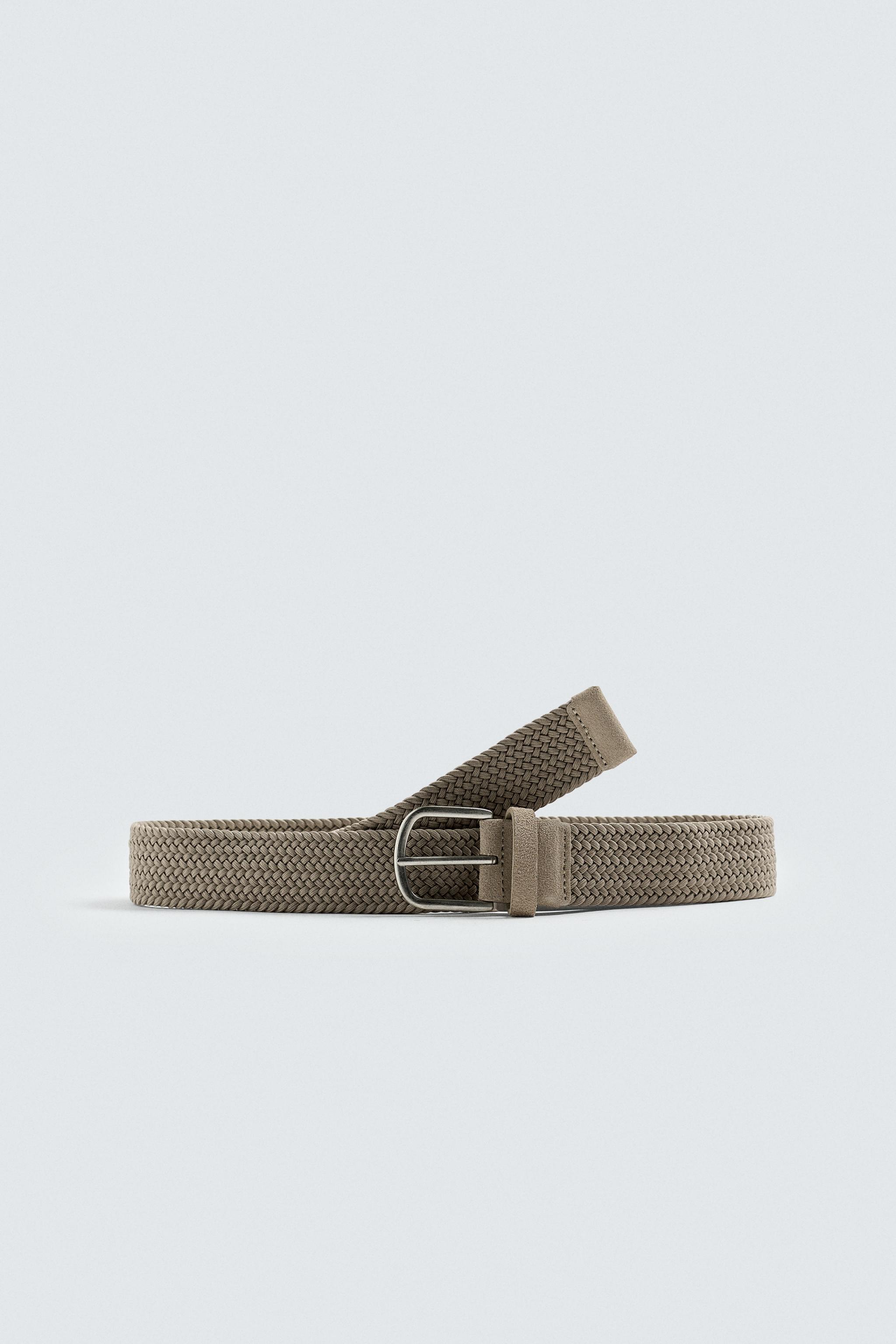 【ZARA】編み込みスプリットスエードベルト 5919/404/704 編み込みストレッチベルト - ベージュ | ZARA Japan / 日本