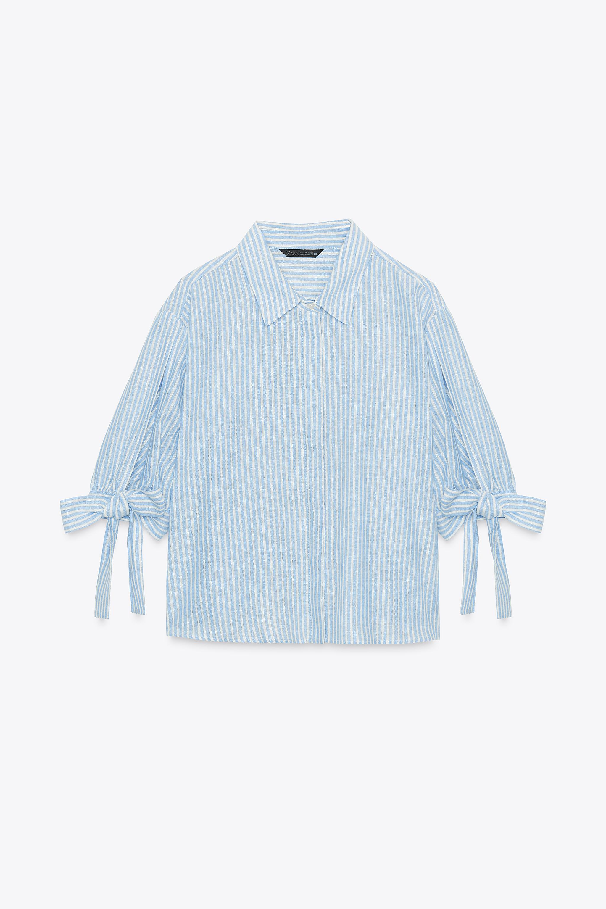 CHEMISE RAYURES LACETS AVEC LIN