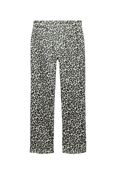 JEANS ZW COLLECTION BOOTCUT TIRO ALTO CROPPED ESTAMPADO ANIMAL