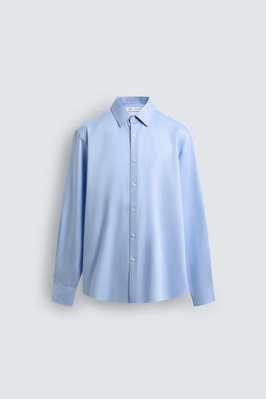 SATIN SLIM FIT SHIRT - Sky blue by Zara