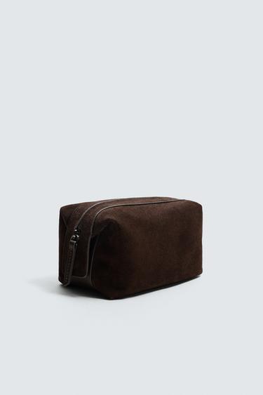 LEATHER TOILETRY BAG - Brown by Zara - Image 1