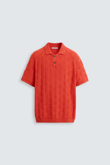 POLO DE TRICÔ COM LOSANGOS - Vermelho da Zara