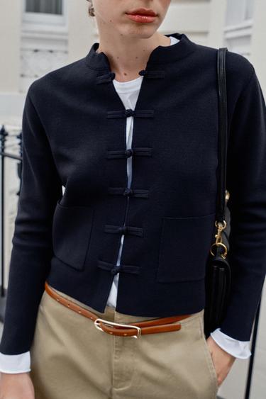 CHAQUETA PUNTO ALAMARES - Marino de Zara